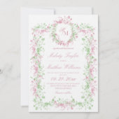 Invitation Summer Elegant Floral Monogram Wedding (Devant)