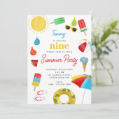 Invitation Summer Enfants Pool Beach Anniversaire de fête Thè (Debout devant)