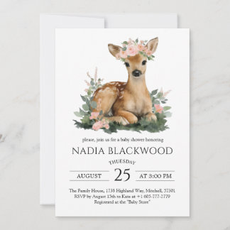 Invitation Summer Fawn Watercolor Baby Shower