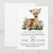 Invitation Summer Fawn Watercolor Baby Shower (Devant / Derrière)