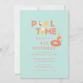 Invitation summer flamingo popsicle kids birthday pool party (Devant)