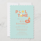 Invitation summer flamingo popsicle kids birthday pool party (Devant)