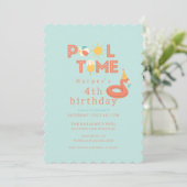 Invitation summer flamingo popsicle kids birthday pool party (Debout devant)