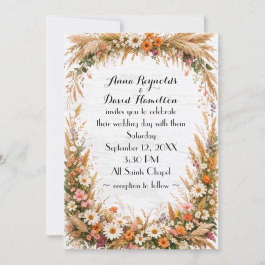 Invitation Summer Flowers Wedding Frame (Devant)