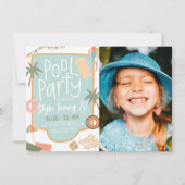 Invitation Summer Fun Cute Pool Party Girl Anniversaire Photo (Devant)
