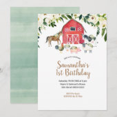 Invitation Summer Girl Floral Farm 1er anniversaire Invitatio (Devant / Derrière)