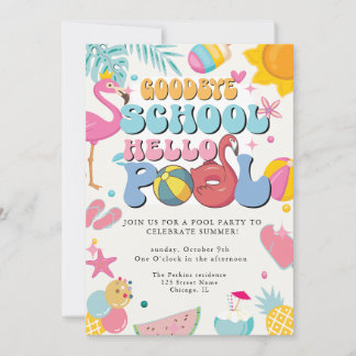 Invitation Summer Goodbye School Hello Pool Party moderne
