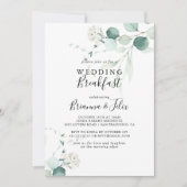 Invitation Summer Green Eucalyptus Foliage Mariage Petit déje (Devant)