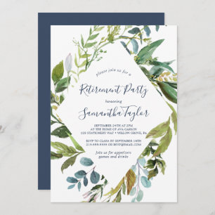 Invitation Summer Greenery Diamond Wreath Retraite Party