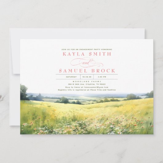 Invitation Summer Meadow et Fleur sauvage Engagement Party (Devant)
