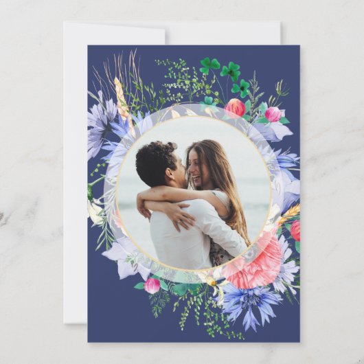 Invitation Summer Meadow Fleur sauvage élégant Fiançailles fl (Dos)