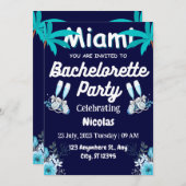 Invitation Summer Miami Weekend Beach Bachelorette Party  (Devant / Derrière)