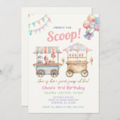 Invitation Summer mignonne PasteI Crème glacée Camion 3ème an (Devant / Derrière)