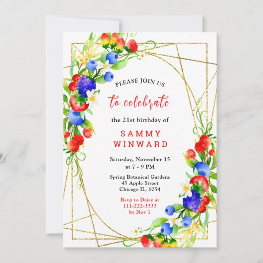 Invitation Summer Mixed Berries Birthday (Devant)