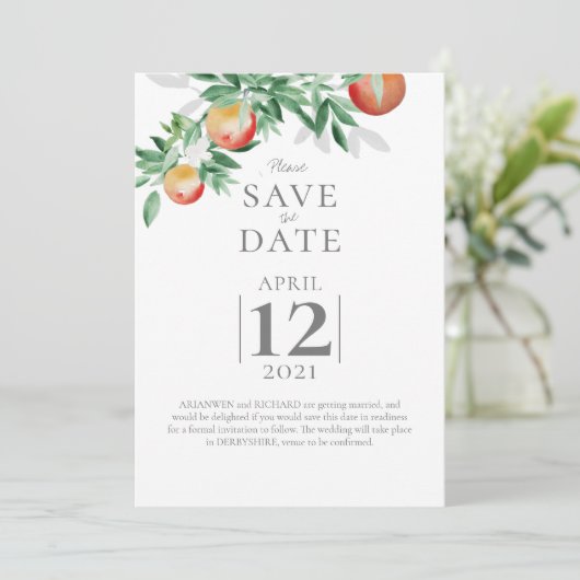 Invitation Summer Orchard Enregistrer la date (Debout devant)