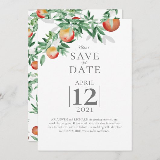 Invitation Summer Orchard Enregistrer la date (Devant / Derrière)