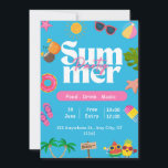 Invitation Summer Party Beach<br><div class="desc">summer party invitation,  beach themed summer party invitation,  palm tree,  summer color</div>