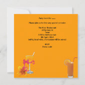 Invitation Summer Party Tropical Jaune Cocktail Boissons Bleu (Dos)