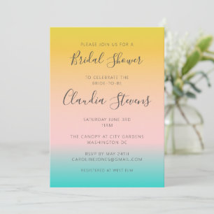 Invitation Summer Pastel Ombre Sunset Fête des mariées tropic
