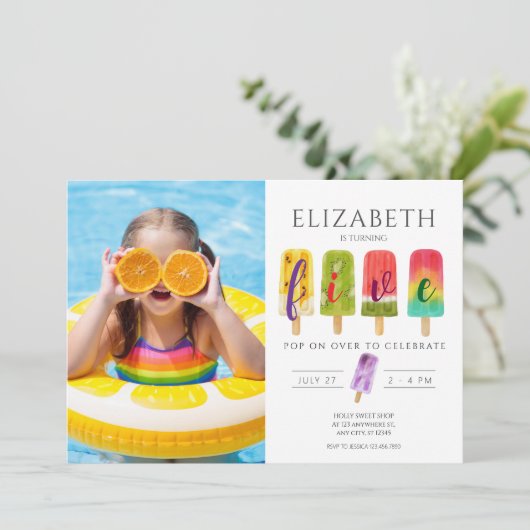 Invitation Summer Photo popsicle glaces fête d'anniversaire (Debout devant)