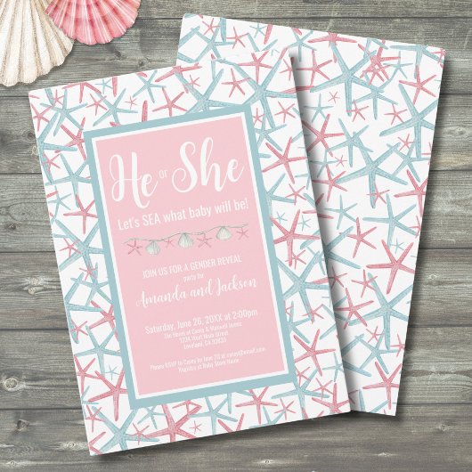 Invitation Summer Pink Blue He She She Gender Revevevela Part