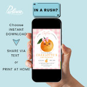 Invitation Summer Pink Little Cutie Orange 1st First Birthday