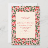Invitation Summer Pink Strawberry Fruit Botanical Baby Shower (Devant)