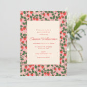 Invitation Summer Pink Strawberry Fruit Botanical Baby Shower (Debout devant)