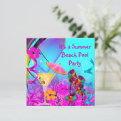 Invitation Summer Pink Turquoise Beach Cocktail Party (Debout devant)