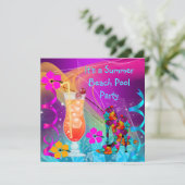 Invitation Summer Pink Turquoise Beach Pool Cocktail Party 3 (Debout devant)