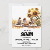 Invitation Summer Pique-nique vue sur le terrain de tournesol (Devant)