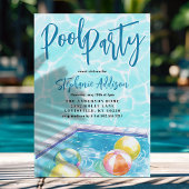 Invitation Summer Pool Party Beach Ball Sweet 16 Anniversaire