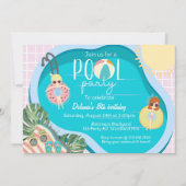 Invitation Summer Pool Party Birthday | Pool Party  (Devant)