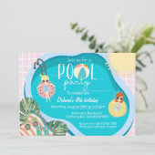 Invitation Summer Pool Party Birthday | Pool Party  (Debout devant)