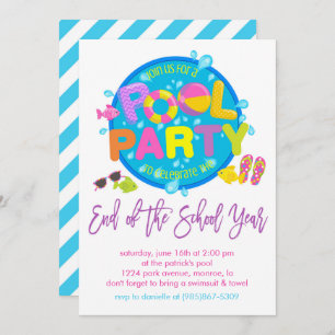 Invitation Summer Pool Party, Fin de l'année scolaire