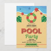 Invitation Summer Pool Party Flyer Template (Devant / Derrière)