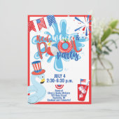 Invitation Summer Pool Party Juillet 4 Memorial Day Rouge Ble (Debout devant)