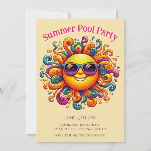 Invitation Summer Pool Party - Sunny Smiles (Devant)