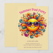 Invitation Summer Pool Party - Sunny Smiles (Devant / Derrière)