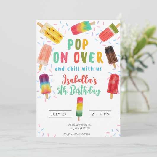 Invitation Summer pop crème glaces fête anniversaire (Debout devant)