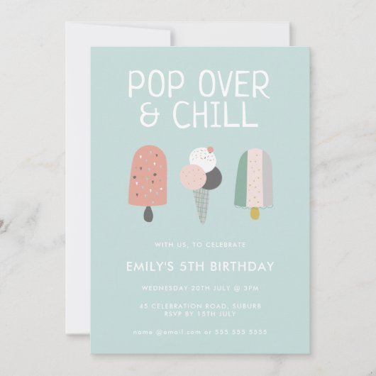 Invitation Summer Pop Over & Chill Popsicicle Party Anniversa (Devant)