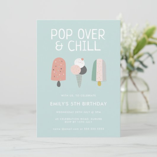 Invitation Summer Pop Over & Chill Popsicicle Party Anniversa (Debout devant)