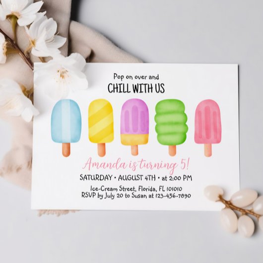 Invitation Summer Popsicle Crème de glace fête d'anniversaire