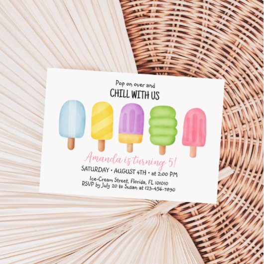 Invitation Summer Popsicle Crème de glace fête d'anniversaire