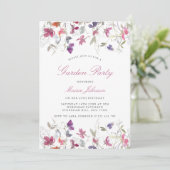 Invitation Summer Purple Sweet Pea Garden Fête Anniversaire (Debout devant)