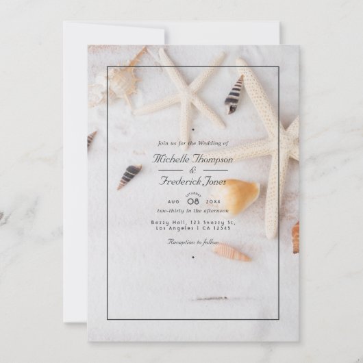 Invitation Summer QR Code RSVP Beach Wedding (Devant)