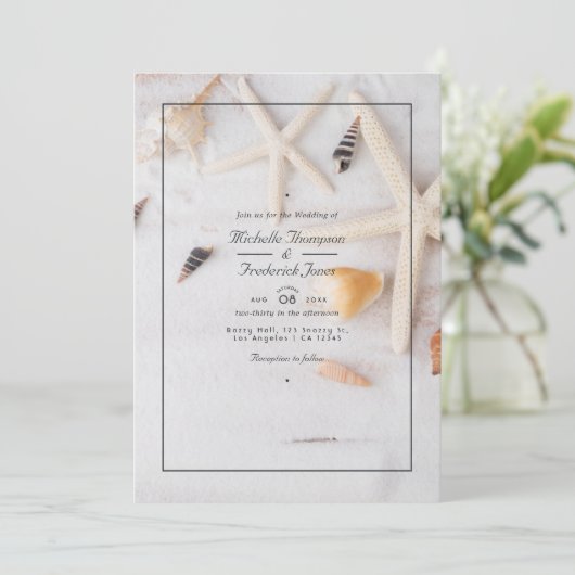 Invitation Summer QR Code RSVP Beach Wedding (Debout devant)