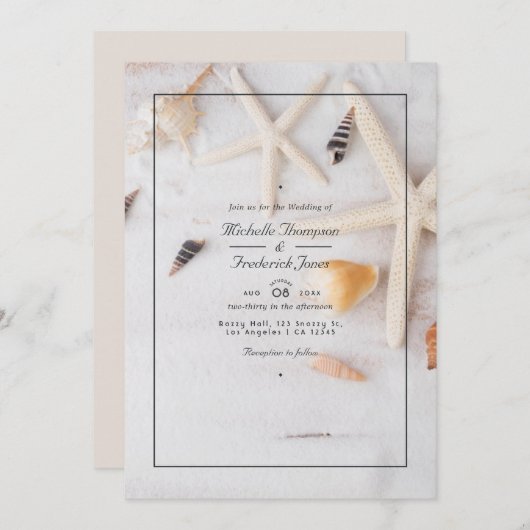 Invitation Summer QR Code RSVP Beach Wedding (Devant / Derrière)