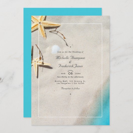 Invitation Summer QR Code RSVP Beach Wedding (Devant / Derrière)