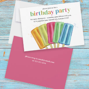 Invitation Summer Rainbow Popsicles fête d'anniversaire